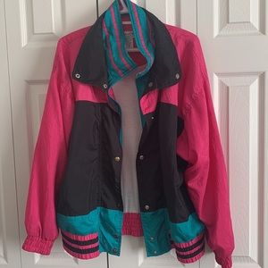 Vintage 80s style windbreaker / collared jacket size XL